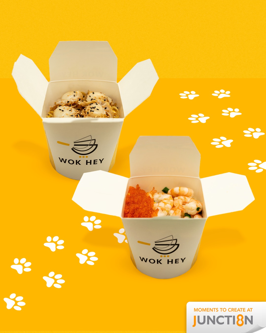 WOK HEY's signature Egg Fried Rice with Seasoned Prawns & Tobiko and Fresh Ramen with Aomori Scallops