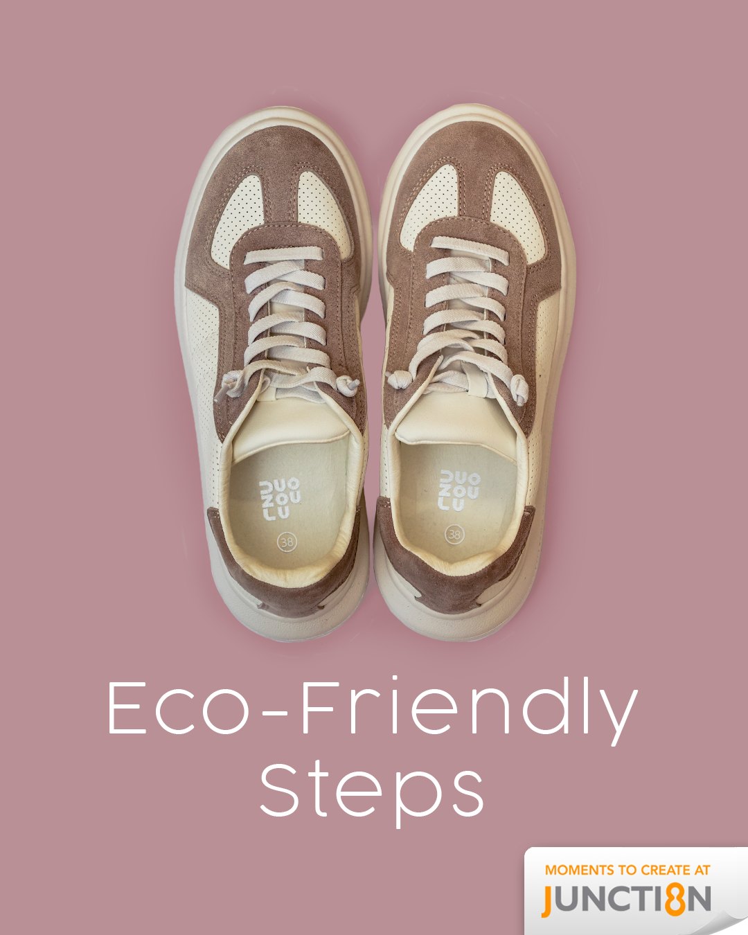 DUOZOULU CO GT Faux Leather Platform Sneakers in Latte/White on display