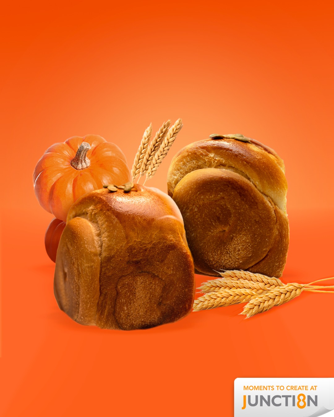 A freshly baked slice of BreadTalk's Pumpkin Toast, golden-brown and inviting.