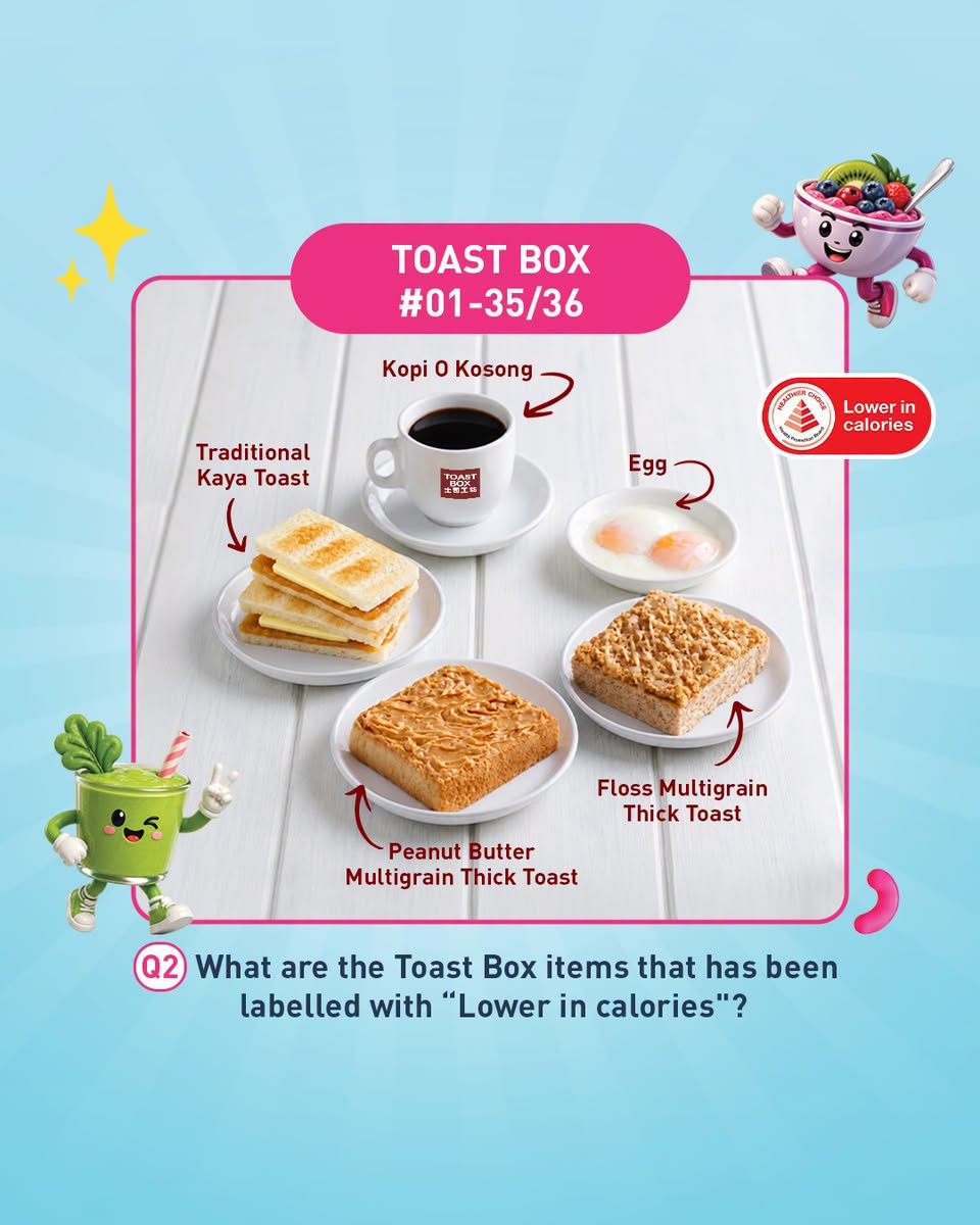Toast Box healthier menu items including Floss Multigrain Thick Toast and Egg