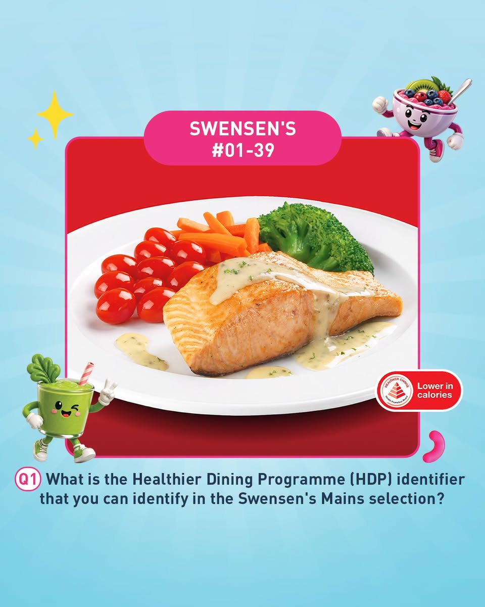 Swensen's healthier dining options including salmon fillet with cream sauce