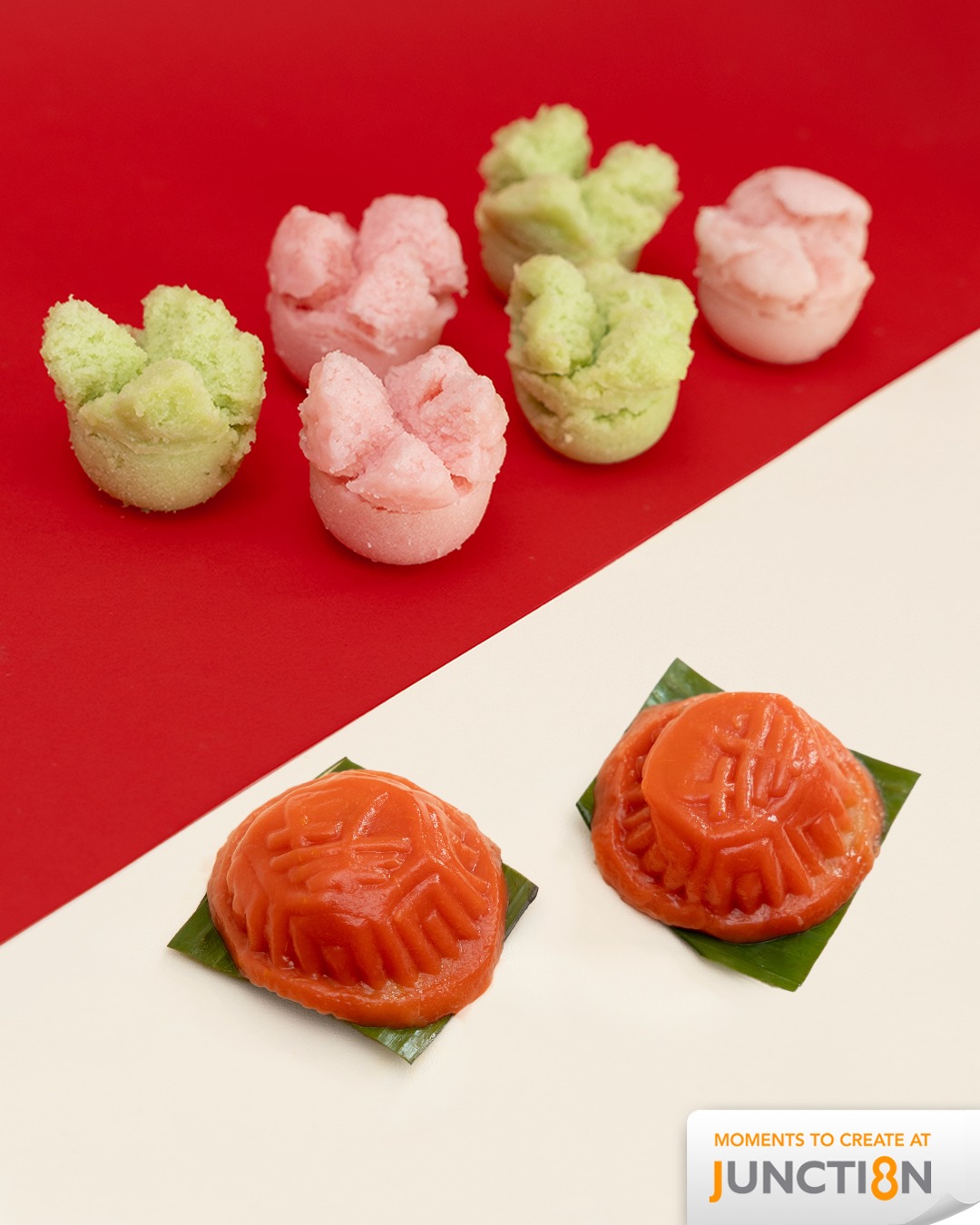A vibrant assortment of traditional Ang Ku Kueh and Ma Kuo Kueh