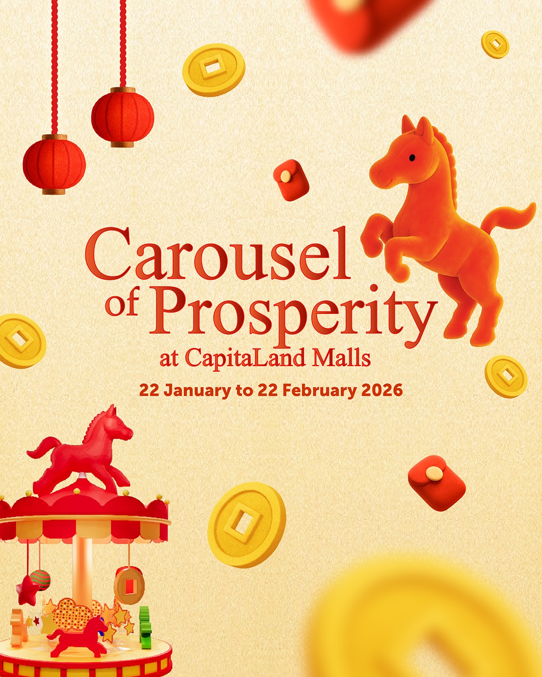 Festive Carousel of Prosperity installation at a CapitaLand Mall