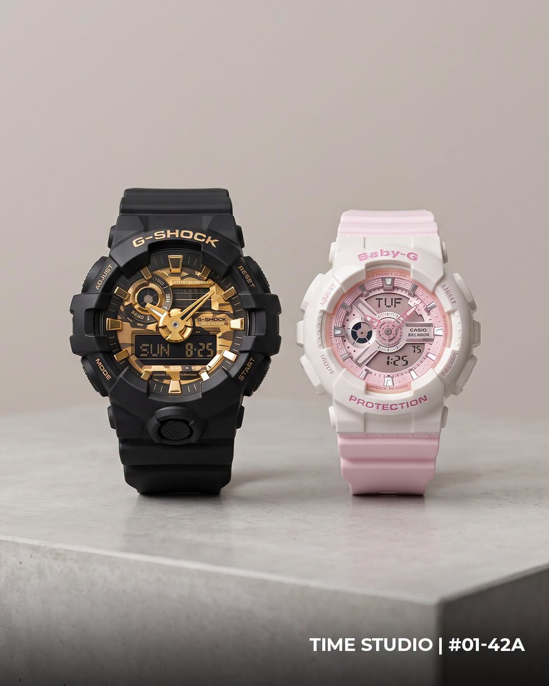G-SHOCK with gold accents and Baby-G TUF PROTECTION series
