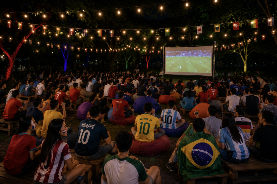 SAFRA Football Bonanza 2026 live screening at SAFRA Toa Payoh clubhouse atrium near Bishan and Junction 8