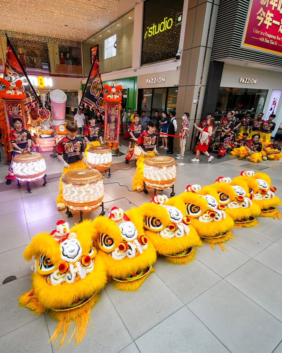 Performers showcasing athletic leaps and traditional movements.
