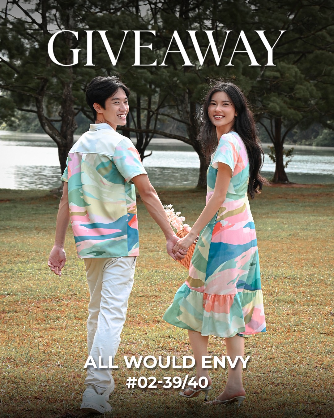 A couple wearing matching outfits from the All Would Envy Rainbow Canyon series