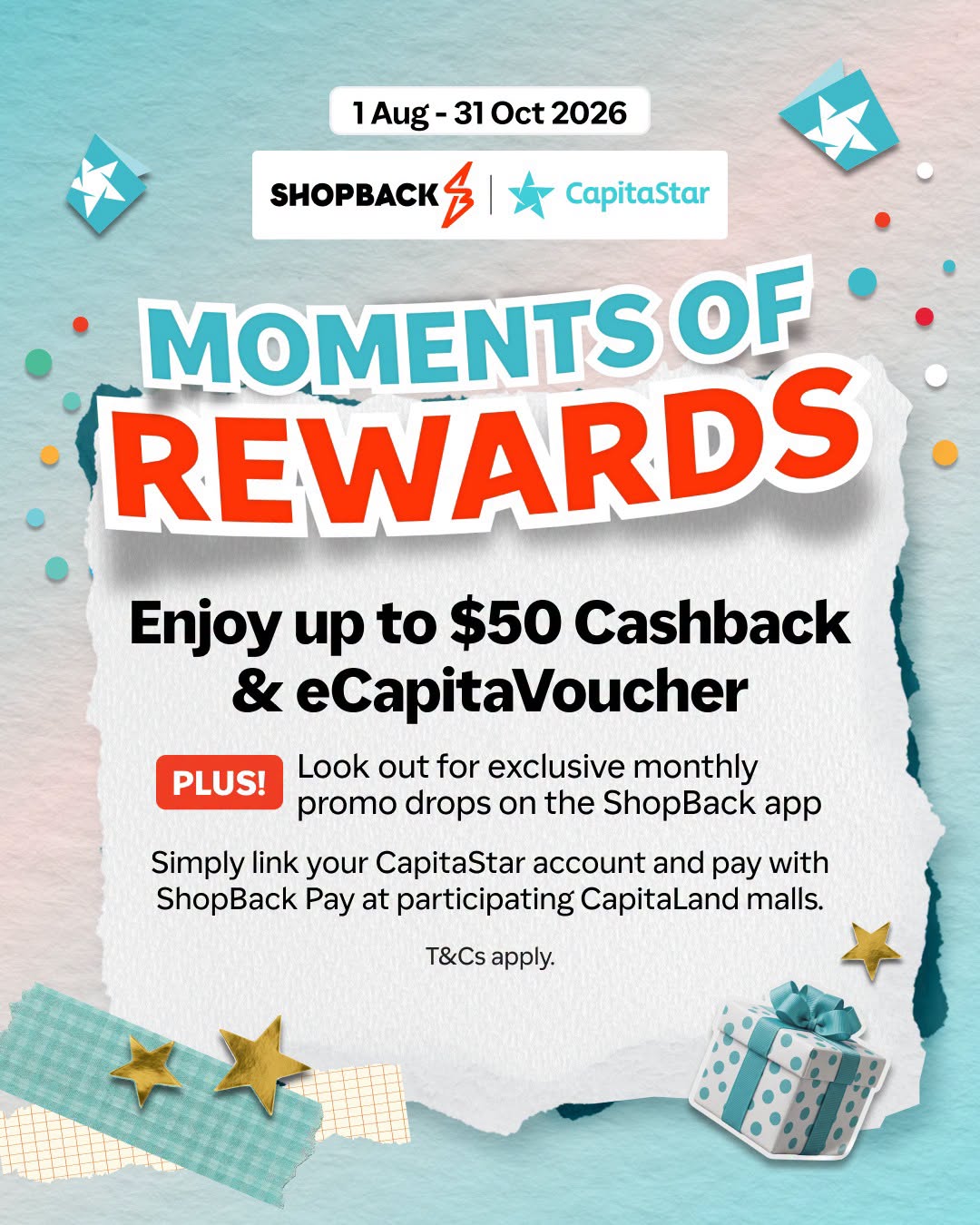 Moments of Rewards campaign by ShopBack and CapitaStar at CapitaLand malls