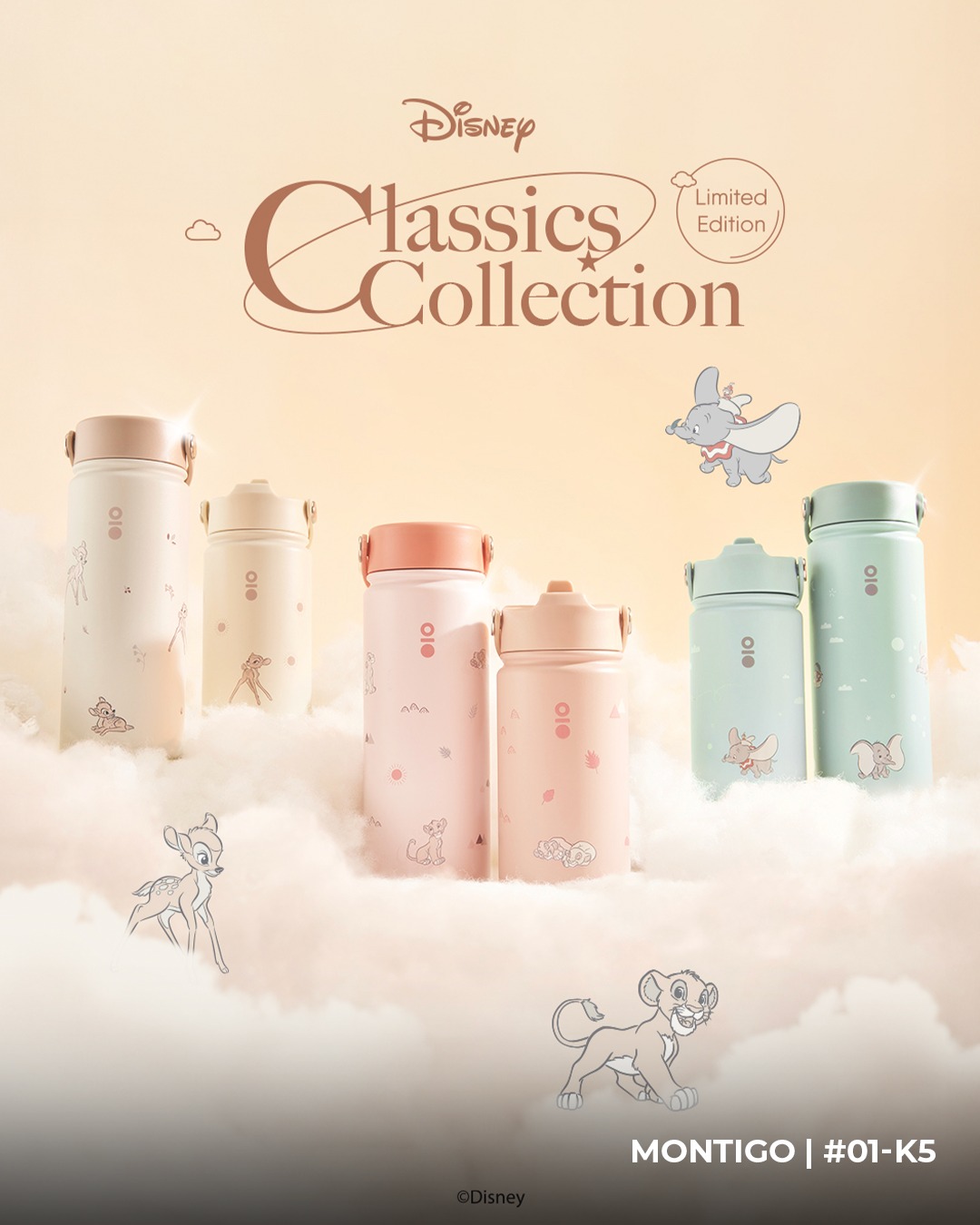 Montigo Disney Classics Collection featuring Bambi, Dumbo, and The Lion King designs