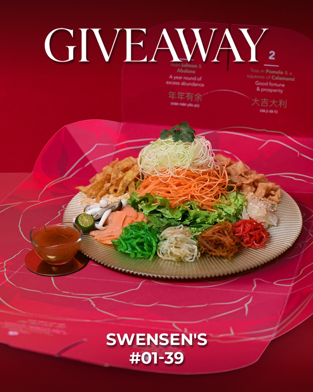A vibrant platter of Swensen's Prosperity Yusheng featuring smoked salmon and 18 colorful ingredients.