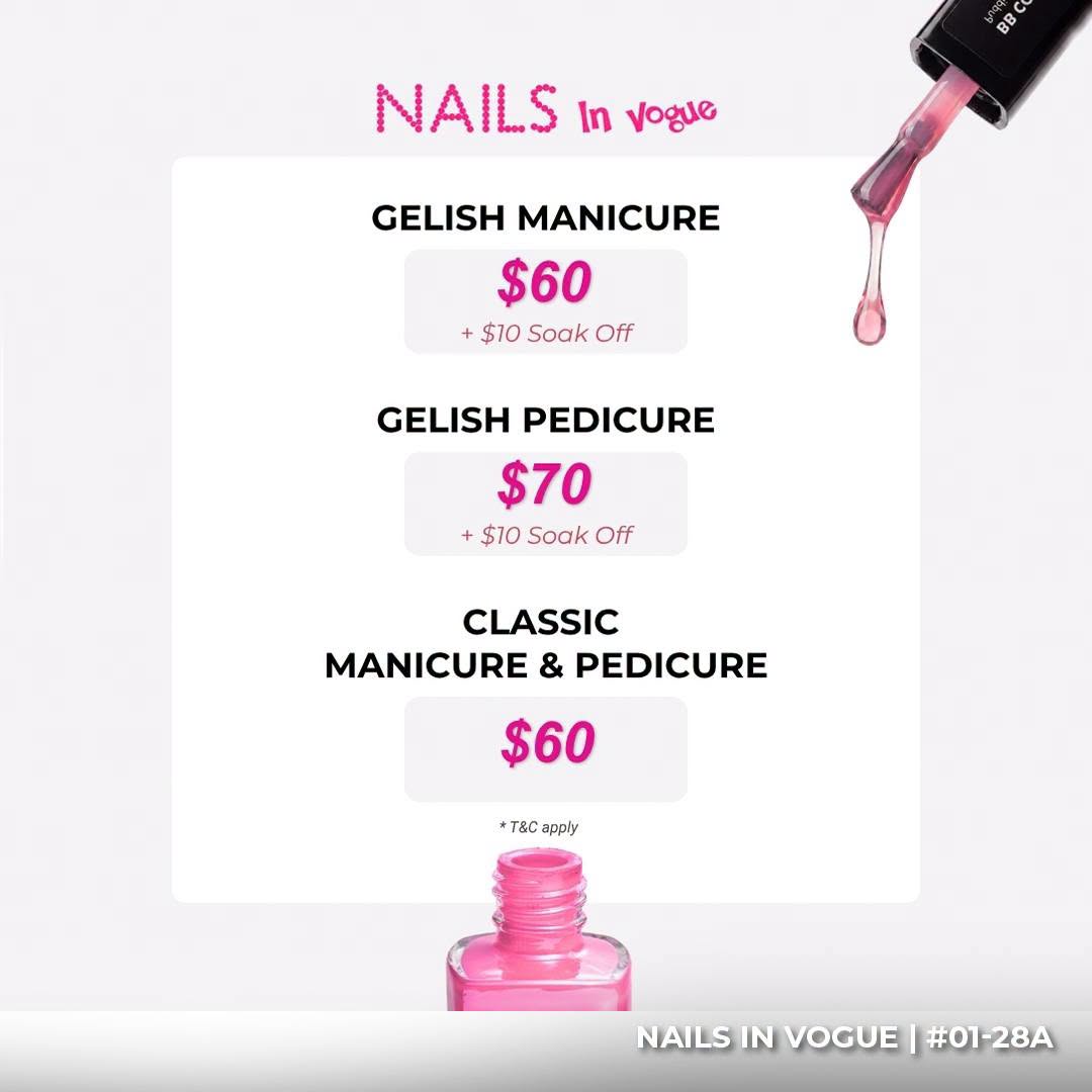 Nails In Vogue manicure and pedicure prices
