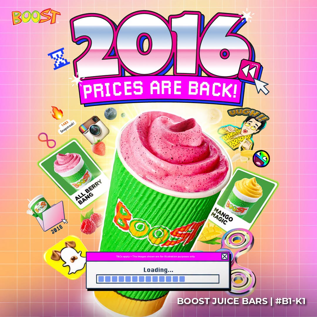 BOOST Juice Bars All Berry Bang and Mango Magic smoothies