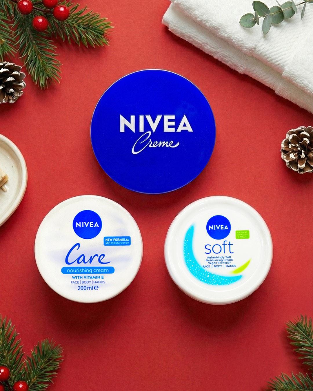 A selection of Nivea cream products for soft skin