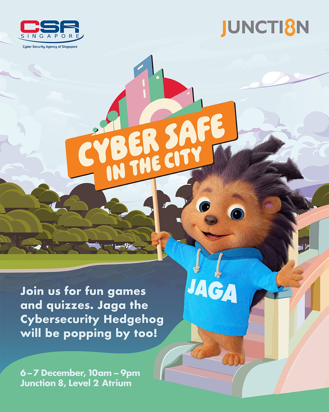 Promotional image for the Cyber Safe In The City roadshow at Junction 8