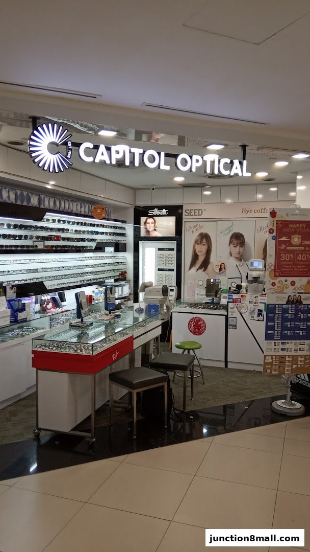 Capitol Optical shop interior showcasing a wide selection of eyewear and eye care services.