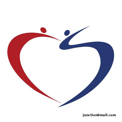 A logo featuring two abstract figures forming a heart shape.