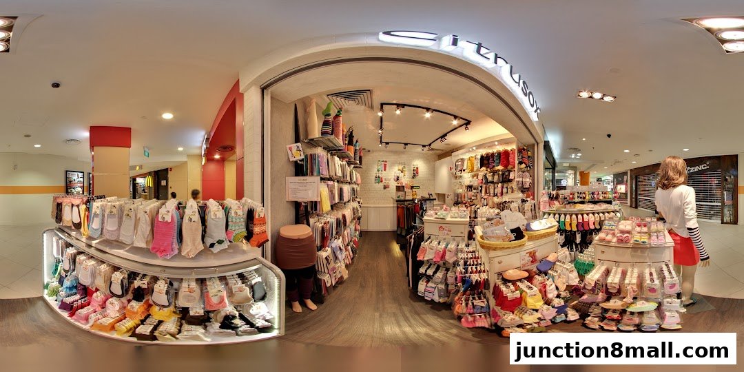 A wide view of the Citrusox store, showcasing a colorful display of socks and legwear.