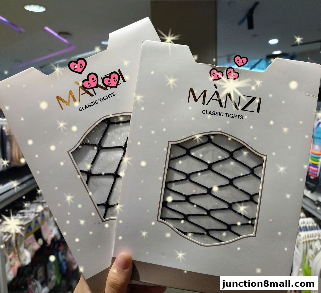 Two packages of Manzi classic tights with a fishnet pattern are displayed.