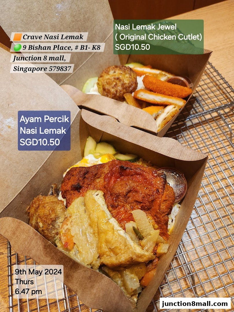 Two boxes of Nasi Lemak, one with Ayam Percik and the other with chicken cutlet.