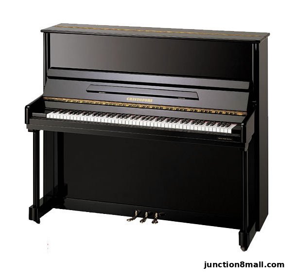 A black upright piano with the brand name CRISTOFORI visible on the front.