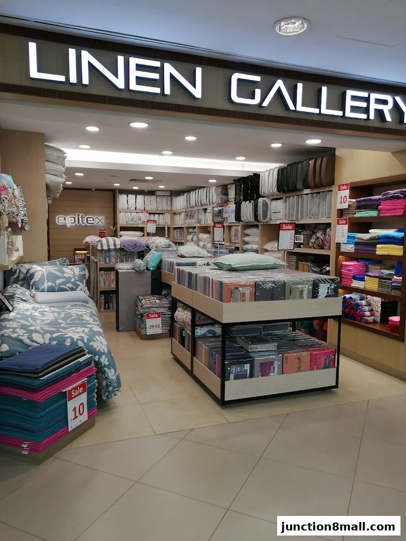 Interior view of Epitex Junction 8, showcasing bedding and home textile products.