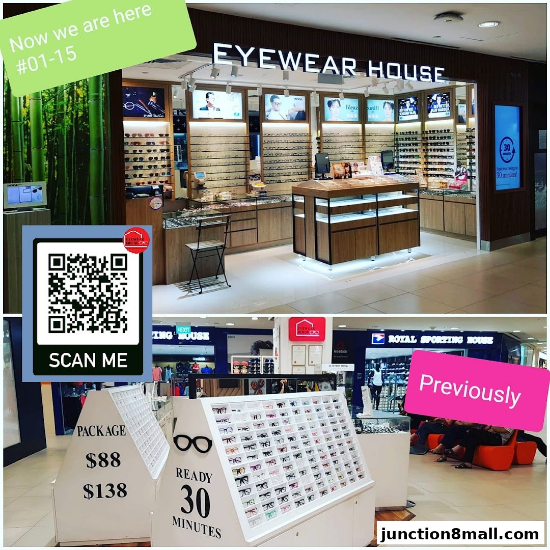The Eyewear House shop front displays a wide selection of glasses and offers fast processing.