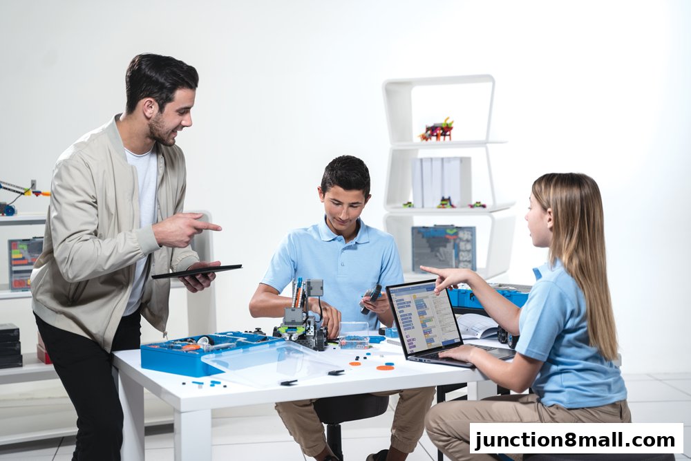 Students and instructor engage in a robotics and coding class at Futurum Academy.