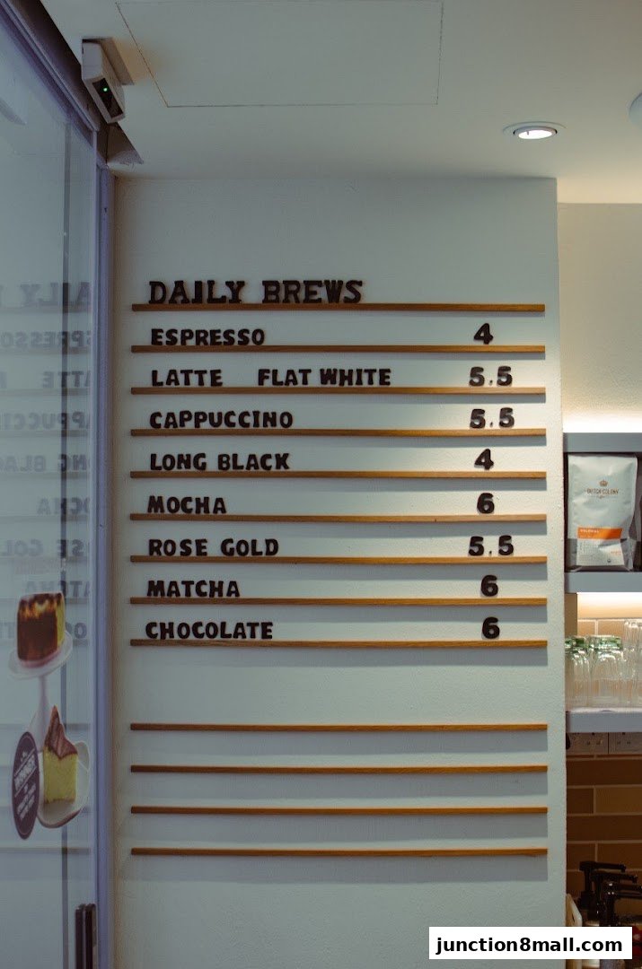 A menu board displaying various coffee drinks and their prices.