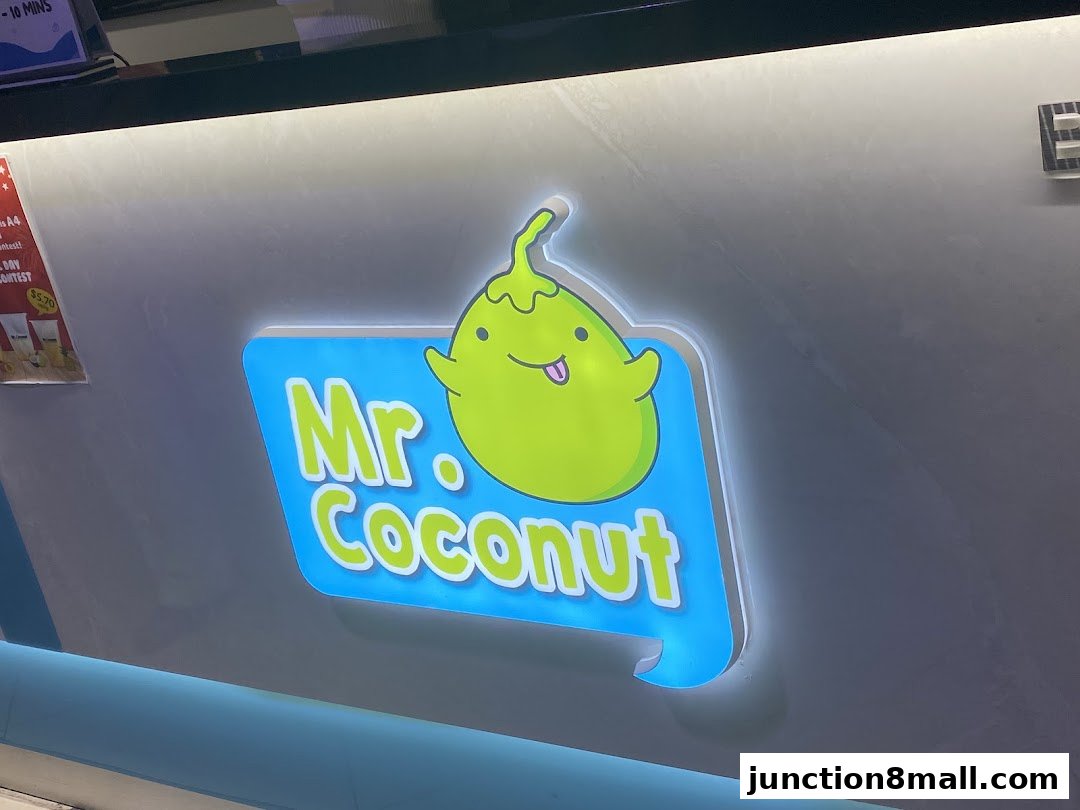 The Mr. Coconut Junction 8 shop logo is displayed prominently on a wall.