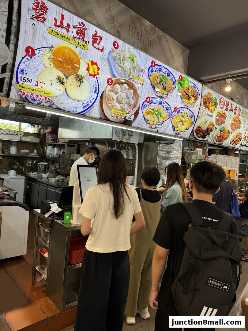 A food stall menu displaying various Chinese dishes with prices and images.