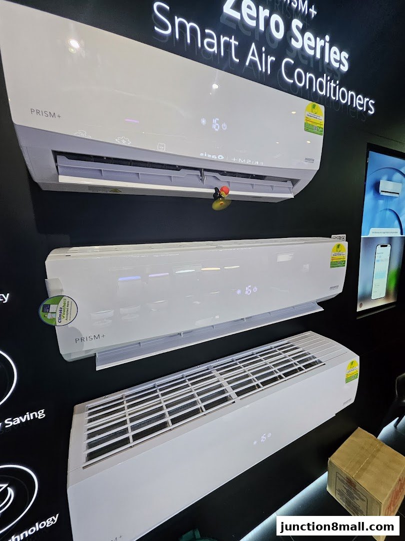Three PRISM+ Smart Air Conditioners from the Zero Series are displayed.