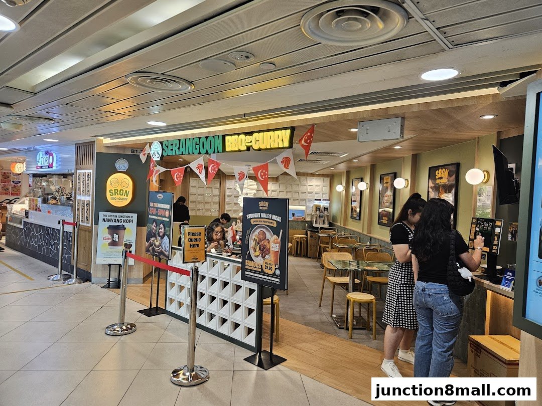 Serangoon BBQ Curry Nasi Padang restaurant interior with customers ordering.