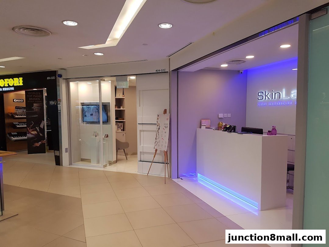 The entrance and reception area of SkinLab The Medical Spa, with a clean, modern design.