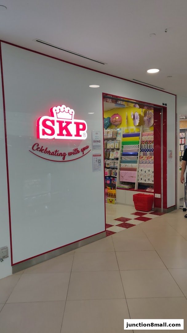 The entrance of SKP, a shop specializing in party supplies and gift wrapping.