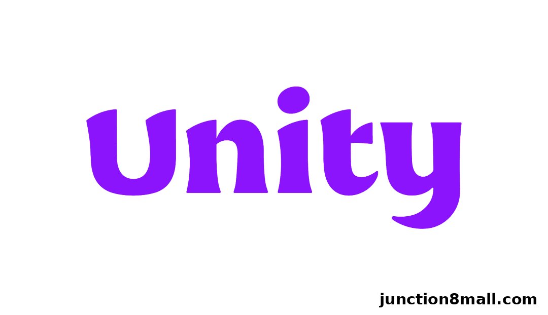 The word "Unity" is displayed in large, purple, stylized font against a black background.
