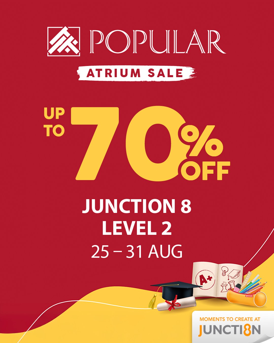 Popular Bookstore Atrium Sale at Junction 8 featuring books and stationery