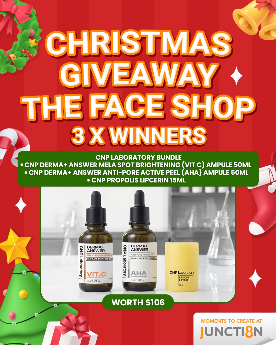 A collection of premium skincare products, hinting at a luxurious giveaway.