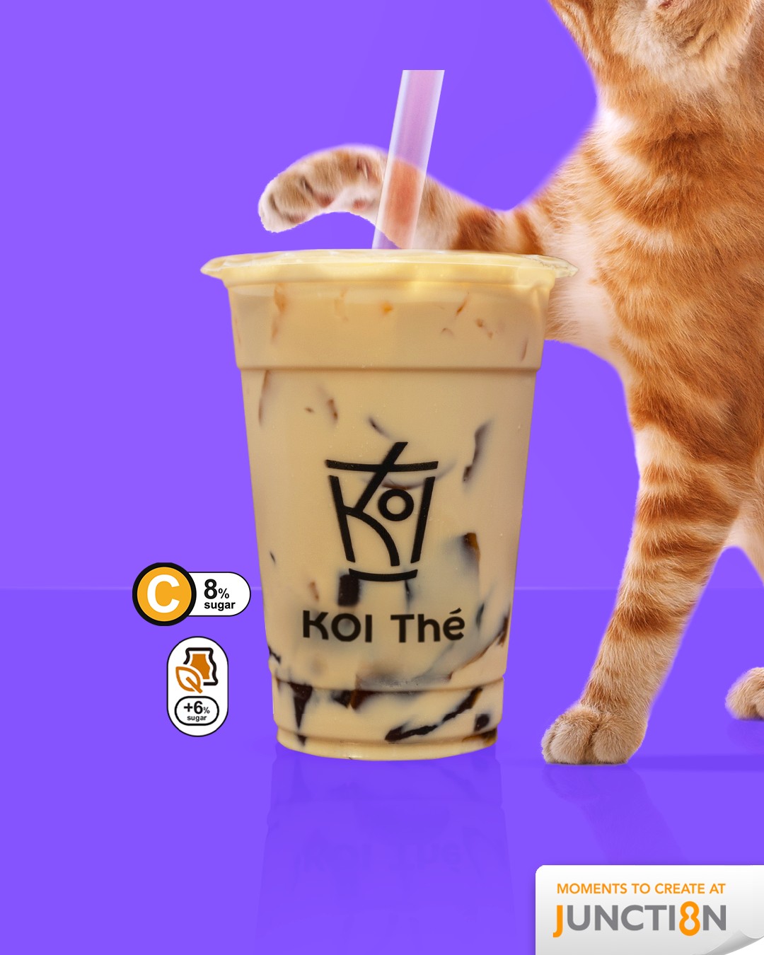 A cup of KOI Thé Singapore's Roasted Oolong Teh Gao bubble tea with Oolong Chew Chew topping