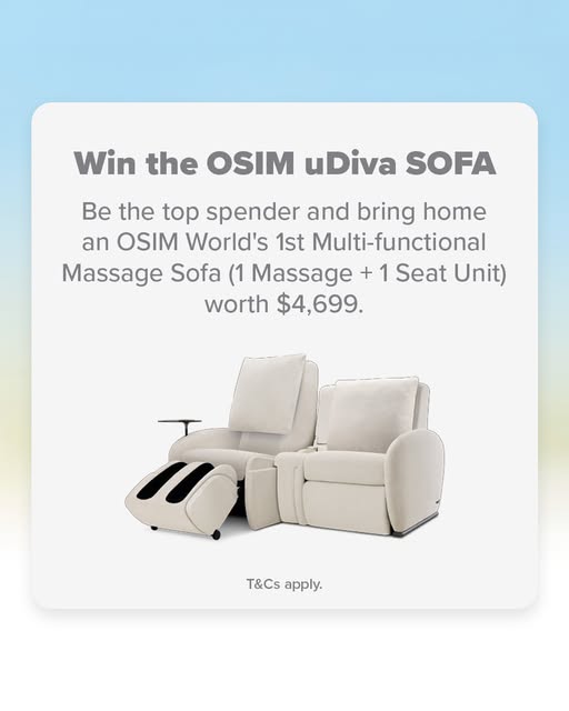 OSIM uDiva Massage Sofa prize display